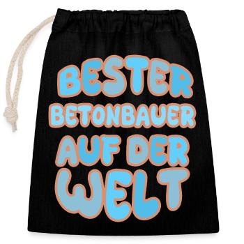 Gift for concrete worker - Closable cotton gift bag (25x30cm) - black - Front