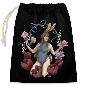 Ostara's Spring Greetings - Closable cotton gift bag (25x30cm) - black - Front