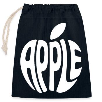 Apfel Obst Wortkunst - Verschließbarer Geschenkbeutel aus Baumwolle (25x30cm) - Navy - Vorne