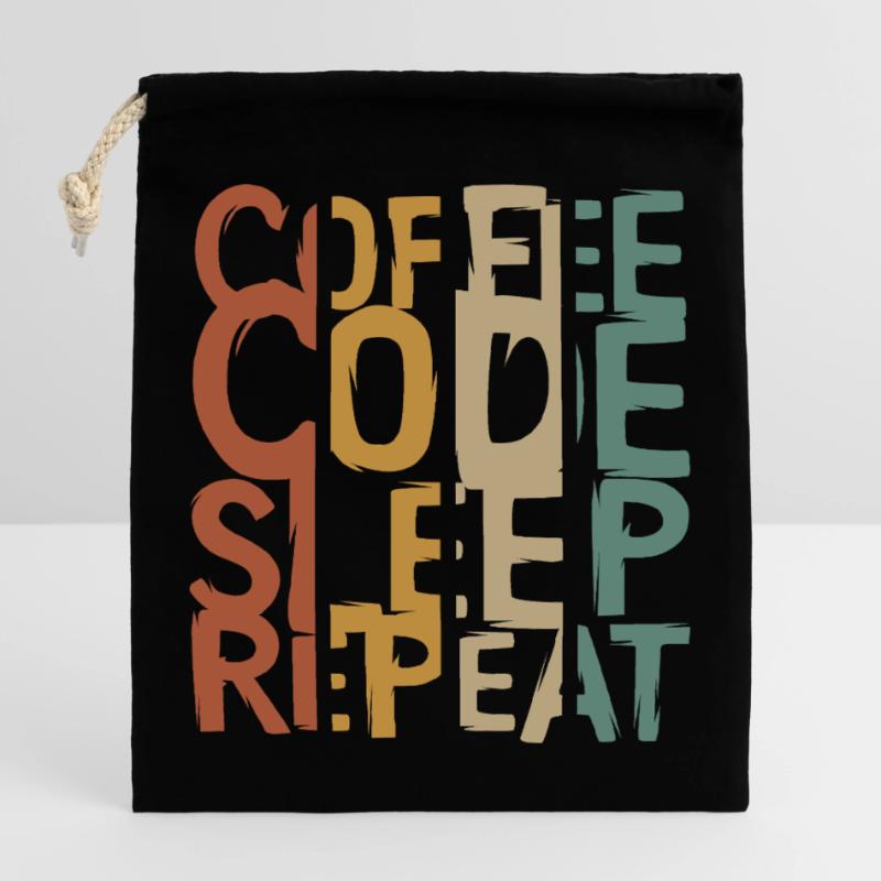 Coffee Code Sleep Repeat – Developer Design Closable cotton gift bag (25x30cm)