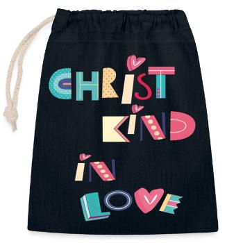 Christkind in Love - Verschließbarer Geschenkbeutel aus Baumwolle (25x30cm) - Navy - Vorne