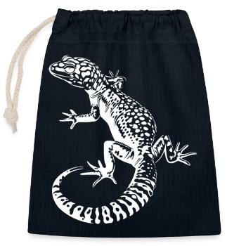Gecko Léopard Gecko Contraste - Sac cadeau en coton avec cordon (25 x 30 cm) - bleu marine - Devant