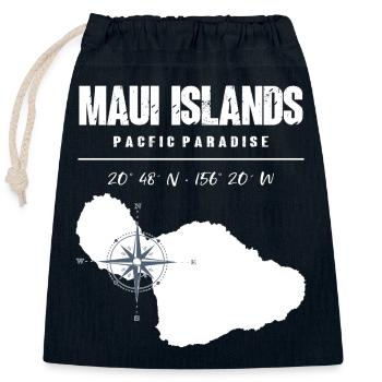 Conception de boussole de l’île de Maui avec coordonnées Vintage - Sac cadeau en coton avec cordon (25 x 30 cm) - bleu marine - Devant
