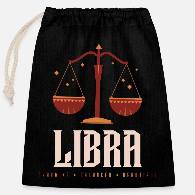 Libra - Closable cotton gift bag (25x30cm) - black