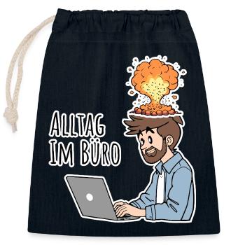 Everyday life in the office - The complete CHAOS - Closable cotton gift bag (25x30cm) - navy - Front