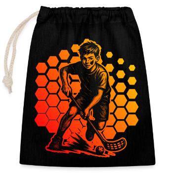 Œuvres modernes de floorball - Sac cadeau en coton avec cordon (25 x 30 cm) - noir - Devant