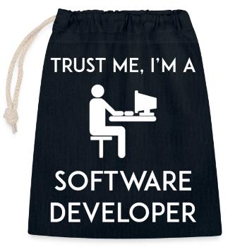 Vertrau mir, ich bin Softwareentwickler - Verschließbarer Geschenkbeutel aus Baumwolle (25x30cm) - Navy - Vorne