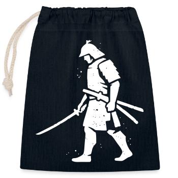 Wandering Ronin Samurai Hat Vector - Closable cotton gift bag (25x30cm) - navy - Front