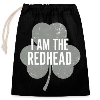 I Am The Redhead Shamrock Pride - Closable cotton gift bag (25x30cm) - black - Front