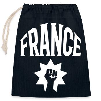 France - Sac cadeau en coton avec cordon (25 x 30 cm) - bleu marine - Devant