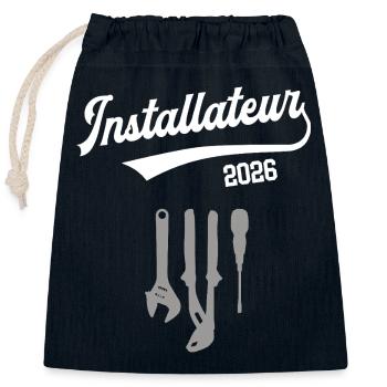 Installer 2026 Plant mechanic plumbing heating - Closable cotton gift bag (25x30cm) - navy - Front