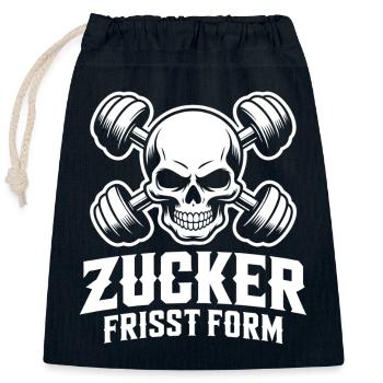 Schädel Kraftgym Design Zucker vermeiden - Verschließbarer Geschenkbeutel aus Baumwolle (25x30cm) - Navy - Vorne
