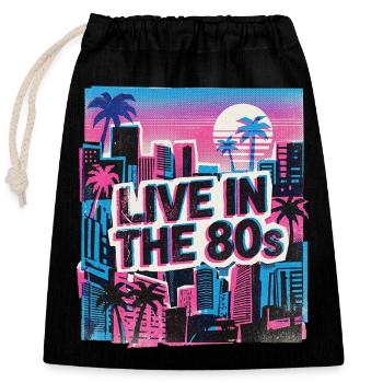 80s Retro Vintage Party - Closable cotton gift bag (25x30cm) - black - Front