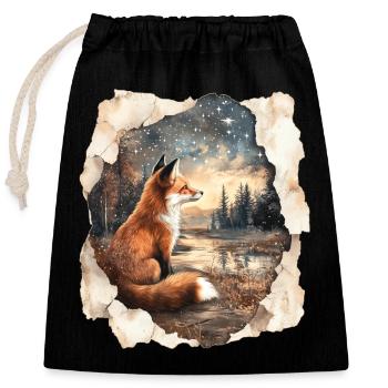 Fox Stars - Closable cotton gift bag (25x30cm) - black - Front
