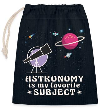 Astronomy is my favorite subject, Space telescope - Closable cotton gift bag (25x30cm) - navy - Front