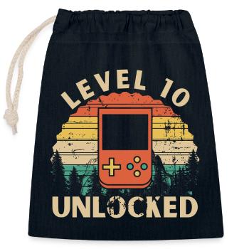 Level 10 freigeschaltet - Verschließbarer Geschenkbeutel aus Baumwolle (25x30cm) - Navy - Vorne