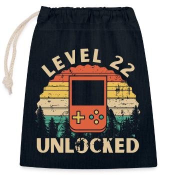 Level 22 freigeschaltet - Verschließbarer Geschenkbeutel aus Baumwolle (25x30cm) - Navy - Vorne