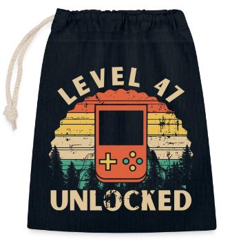 Level 47 Unlocked - Sac cadeau en coton avec cordon (25 x 30 cm) - bleu marine - Devant