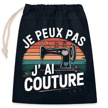 La Couture, Ma Passion - Look Vintage Authentique - Sac cadeau en coton avec cordon (25 x 30 cm) - bleu marine - Devant