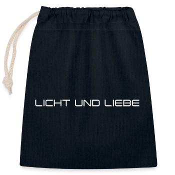 LICHT UND LIEBE - Verschließbarer Geschenkbeutel aus Baumwolle (25x30cm) - Navy - Vorne