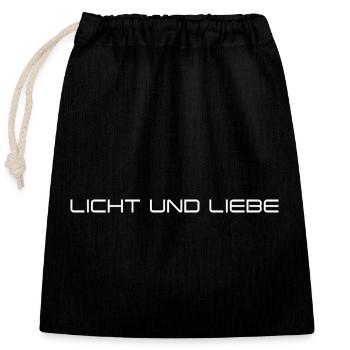 LICHT UND LIEBE - Verschließbarer Geschenkbeutel aus Baumwolle (25x30cm) - Schwarz - Vorne