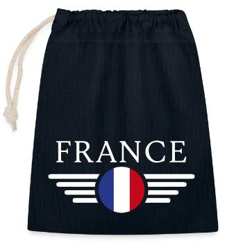 France Aile Paris - Sac cadeau en coton avec cordon (25 x 30 cm) - bleu marine - Devant