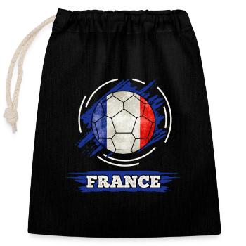 Drapeau du pays de football France - Sac cadeau en coton avec cordon (25 x 30 cm) - noir - Devant