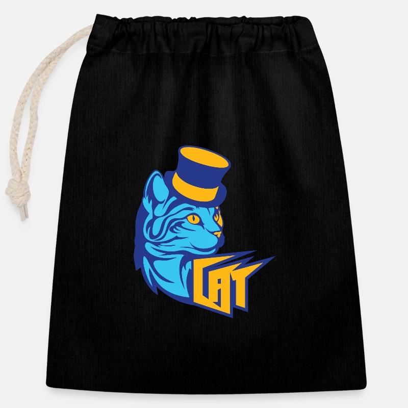 Blue Cat / Blue Cat - Closable cotton gift bag (25x30cm) - black
