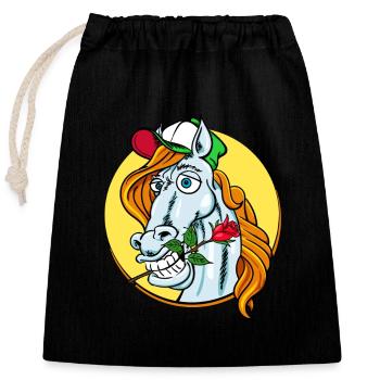 Romeo Lover Horse (horse) - Closable cotton gift bag (25x30cm) - black - Front