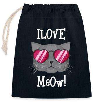 J'aime les chatons - Sac cadeau en coton avec cordon (25 x 30 cm) - bleu marine - Devant