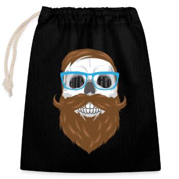 Skull hipster - Closable cotton gift bag (25x30cm) - black - Front