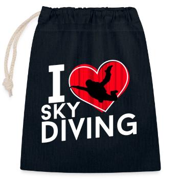I love Sky Diving - Verschließbarer Geschenkbeutel aus Baumwolle (25x30cm) - Navy - Vorne