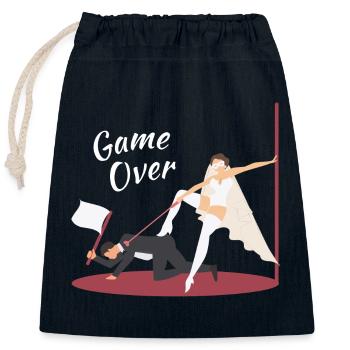 JGA Married – Game Over Bride – Bachelor - Closable cotton gift bag (25x30cm) - navy - Front