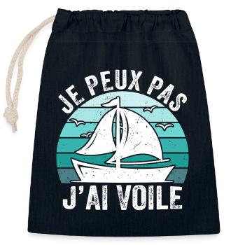 j'peux pas j'ai voile - Sac cadeau en coton avec cordon (25 x 30 cm) - bleu marine - Devant