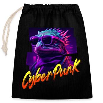 Cyberpunk lizard - Closable cotton gift bag (25x30cm) - black - Front
