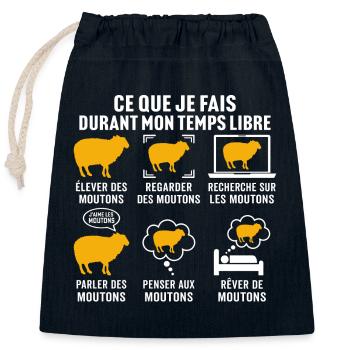 mon temps libre élever des moutons - Sac cadeau en coton avec cordon (25 x 30 cm) - bleu marine - Devant