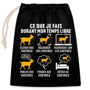 élever des chèvres cadeau chèvre - Sac cadeau en coton avec cordon (25 x 30 cm) - noir - Devant