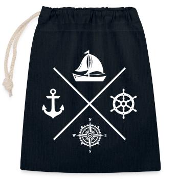 Segelsport Segelkompass Anker - Verschließbarer Geschenkbeutel aus Baumwolle (25x30cm) - Navy - Vorne
