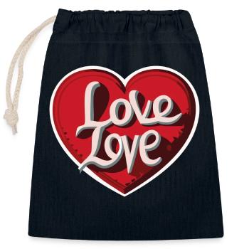 L’Amour Éternel : Le Cœur de l’AMOUR - Sac cadeau en coton avec cordon (25 x 30 cm) - bleu marine - Devant