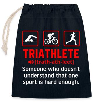 Definition des Triathleten - Verschließbarer Geschenkbeutel aus Baumwolle (25x30cm) - Navy - Vorne