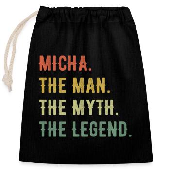 Michael Micha Prénom Forme abrégée Homme Mythe Légende - Sac cadeau en coton avec cordon (25 x 30 cm) - noir - Devant