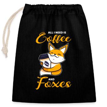 Coffee and foxes - Closable cotton gift bag (25x30cm) - black - Front
