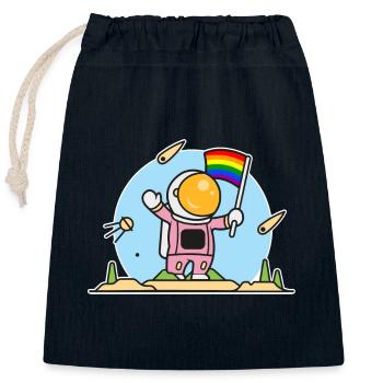 Gay astronaut - Closable cotton gift bag (25x30cm) - navy - Front