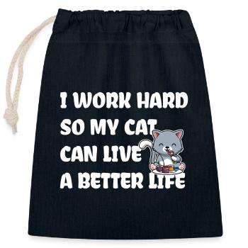 Ich Arbeite Hart Für Meine Katze - Verschließbarer Geschenkbeutel aus Baumwolle (25x30cm) - Navy - Vorne