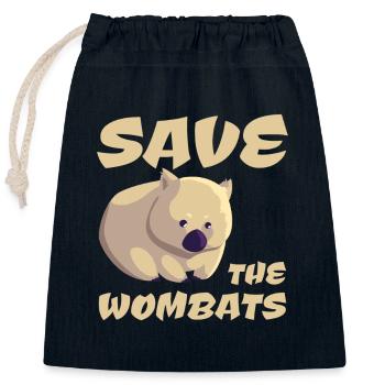 Save the Wombats - Closable cotton gift bag (25x30cm) - navy - Front
