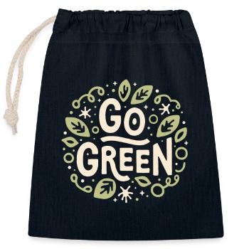 Go green eco friendly vegan vegetarian aesthetic - Closable cotton gift bag (25x30cm) - navy - Front
