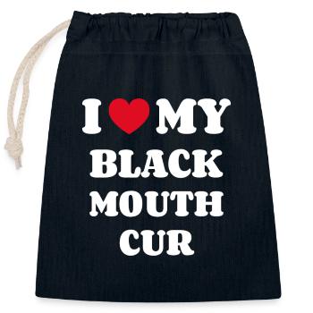 I Love My Black Mouth Cur - Closable cotton gift bag (25x30cm) - navy - Front