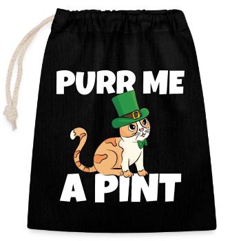 St. Patricks Day Freche Durstige Katze Leprechaun - Verschließbarer Geschenkbeutel aus Baumwolle (25x30cm) - Schwarz - Vorne