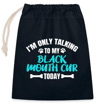 Black Mouth Cur - Closable cotton gift bag (25x30cm) - navy - Front