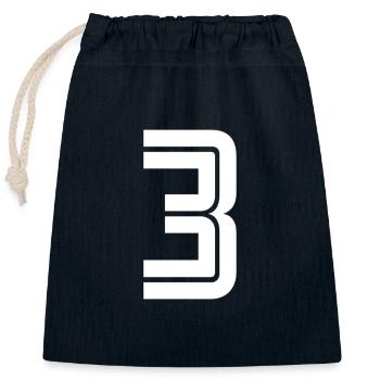 Trikotnummer 3 – Geschenk zum 3-jährigen Jubiläum - Verschließbarer Geschenkbeutel aus Baumwolle (25x30cm) - Navy - Vorne